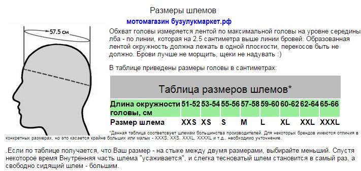 таблица размеров мото шлема таблица размеров мото шлема, фото